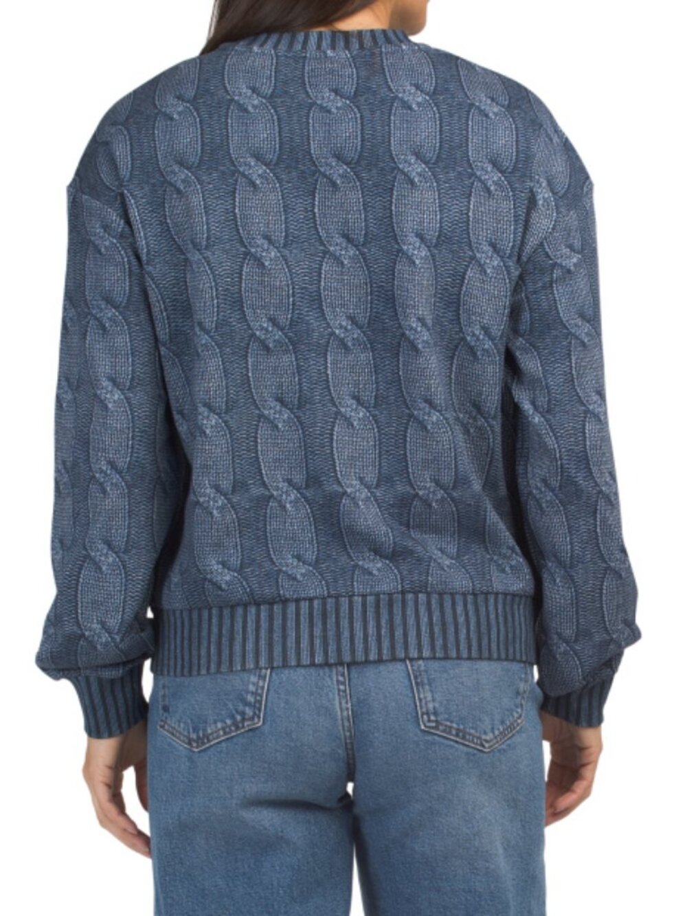 7 FOR ALL MANKIND Cotton Printed Denim Sweater - Picture 2 of 2